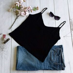AEROPOSTALE Black V-neck Spaghetti Strap Tank Top